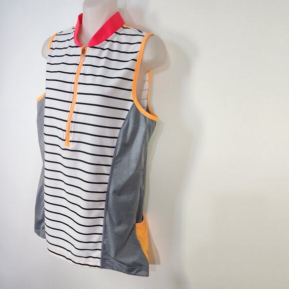 Mondetta Cycling Shirt Women Large Bike Striped Half Zip Bottle Pockets Athletic - Picture 5 of 15